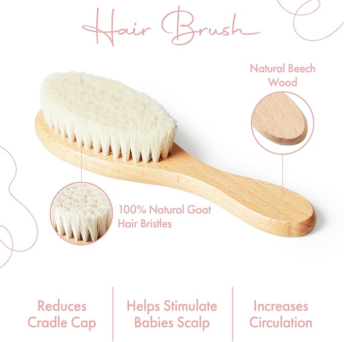 MYZI Baby Hair Brush Set – Baby Brush and Comb Set Newborn, Baby Comb and Brush Set Boy and Girl, Newborn Hair Brush and Newborn Comb - Baby Gift Set