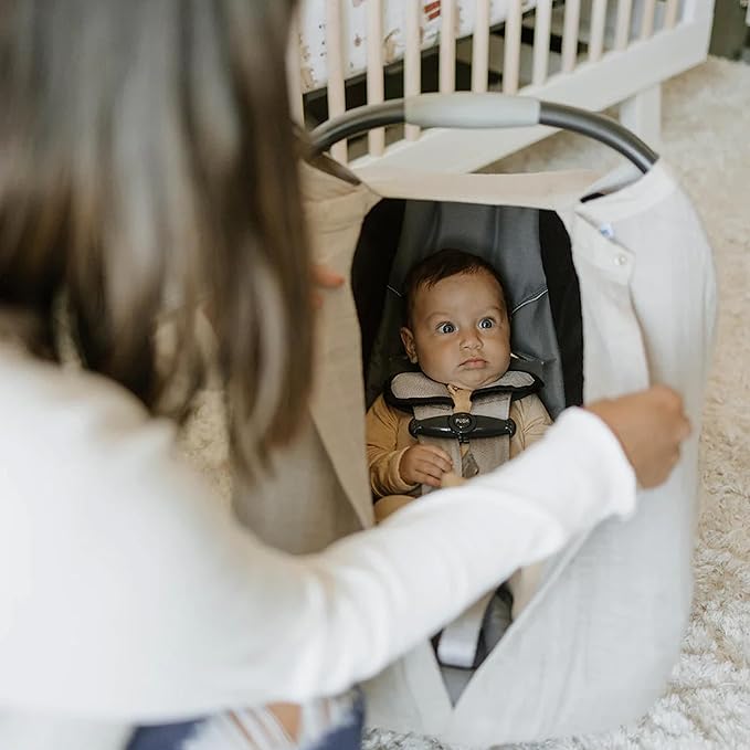 Little Unicorn Baby Car Seat Canopy | Soft & Breathable Muslin Fabric | Magnetic Closure Cover & Universal Fit | for Protection & Privacy | Nursing Cover (Porpoise)