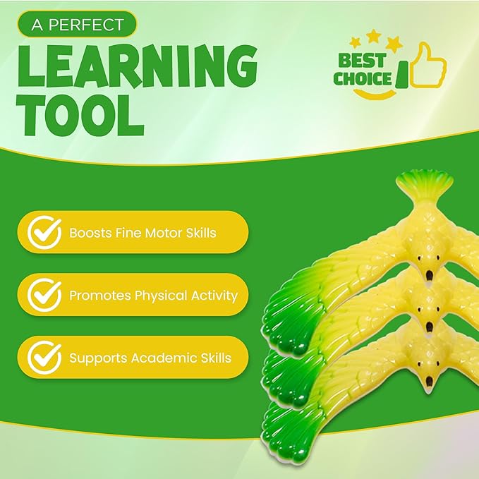 SENSORY4U Balancing Bird Set - One Dozen Party Pack Balance Birds - School Treasure Box or Party Favors Gifts for Kids - Physics Game Fine Motor Skills Toys.