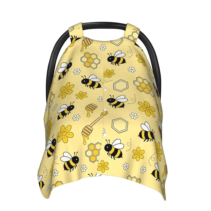 Bee Baby Car Seat Canopy Cover Multi Use Nursing Cover for Mom Nursing Covers Newborn Bee Shower Gift