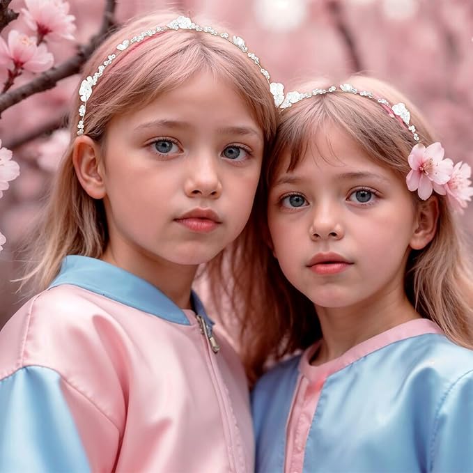 Silver Flower Girl Headpiece, Flower Crown for Girls Hair Accessory Headband Headpiece Headband Piece for Wedding Crowns for Weddings for Party First Communion Photography