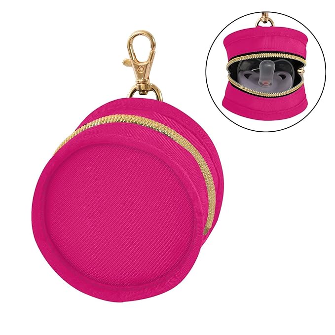 Hot Pink Pacifier Holder with Clip Pacifier Case for Diaper Bag Round Baby Pacifier Pouch Box Bag Portable