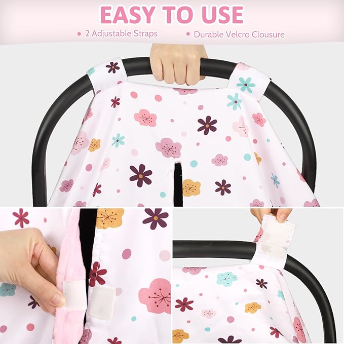 Pea Pod Car Seat Cover for Baby, Infant Carseat Cover with Peekaboo Opening Design Car Seat Canopy Cover, Nursing Cover for Baby Boys Girls (Floral)
