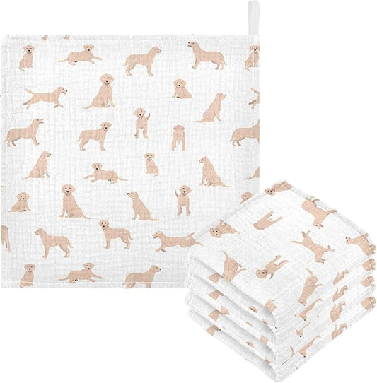vvfelixl Baby Cotton Washcloths Labrador Retriever Dog Infants Bath Towel for Unisex Face Towels for Newborn, Natural Baby Wipes Delicate Skin, 11.8 X 11.8 inch, one sizex3