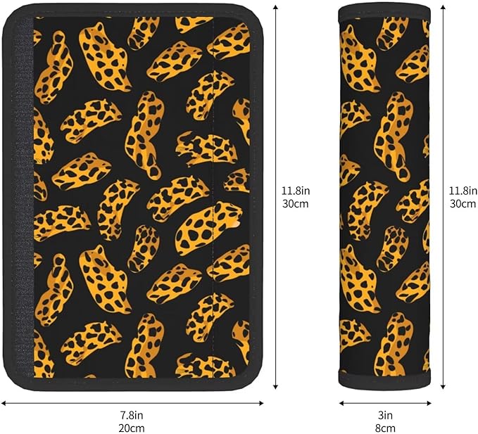 2 PCS Car Seat Belt Pads Cover Leopard Soft Seat Belt Shoulder Pad Cheetah Animal Safety Belt Strap Shoulder Pad Comfortable Driving Golden Soft Harness Pad Protect Safety Strap Cover, Black