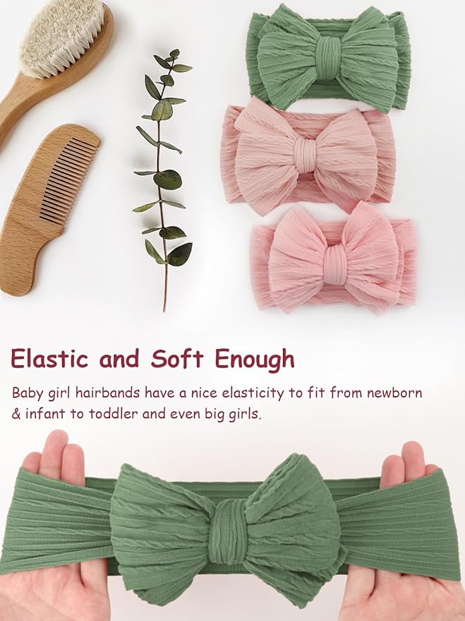 AQOKKA Baby Bows Headbands Nylon Baby Girl Headbands Soft Handmade Hairbands Toddler Hair Accessories for Girls Baby Newborn Infant Kids