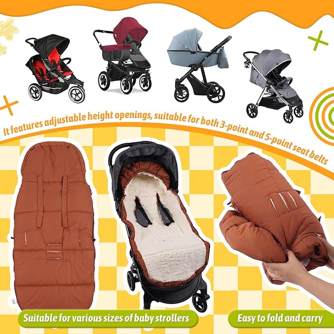 Baby Footmuff for Winter Outdoors Stroller Layer Waterproof Outer Soft Lambswool Liner Designed for Cold Wind Moisture Protection Suitable -30F/-22C Universal Fit Stroller