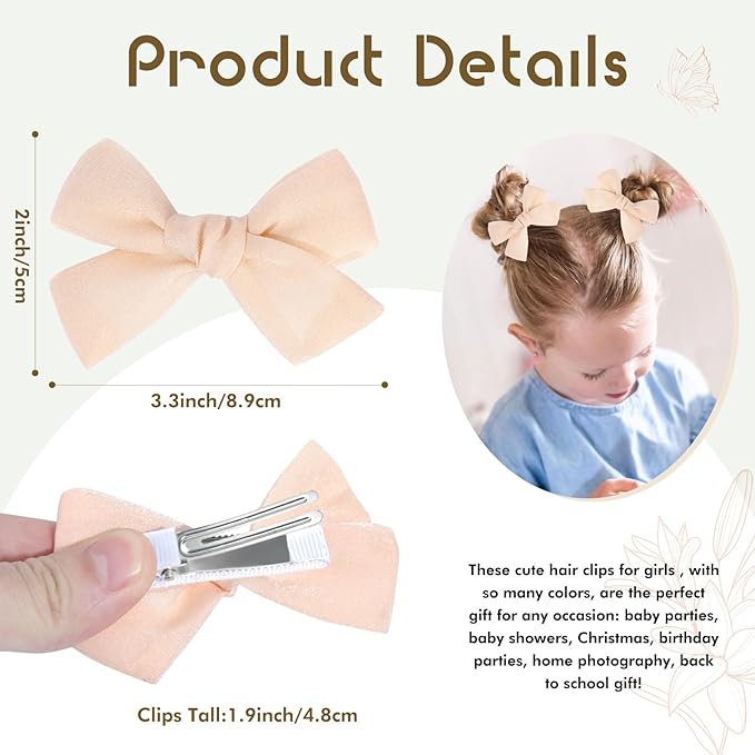 40Pcs Tulle Hair Bows Clips for Girls, Oaoleer Toddler Pigtail Bows Ponytail Hair Barrettes Accessories for Infant Toddlers Kids in Pairs