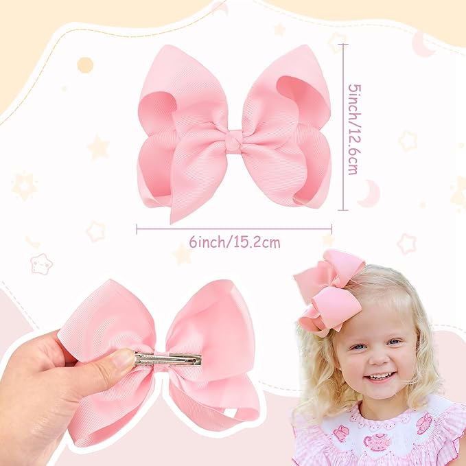 Hair Bows for Girls Alligator Clips Red Pink Grosgrain Ribbon For Valentines Day Solid Color 4PCS Hair Accessories for Little Teen Toddler Girls Kids
