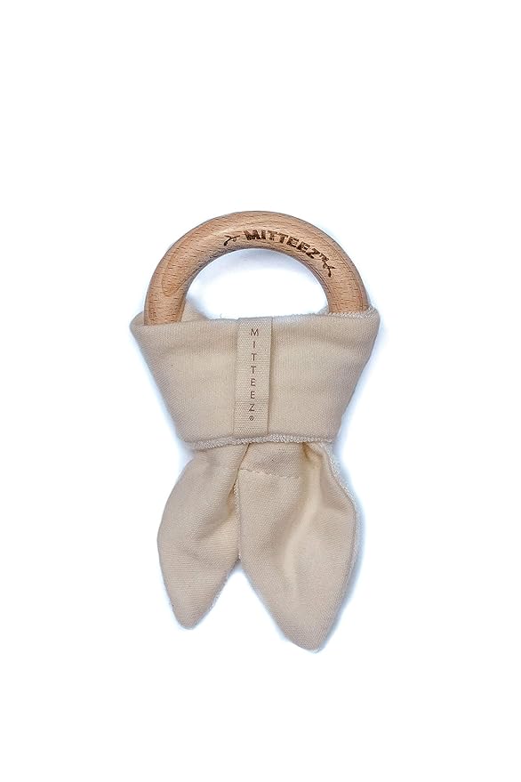 Wood Baby Organic Wooden Teether with Absorbent Cloth (Natural)