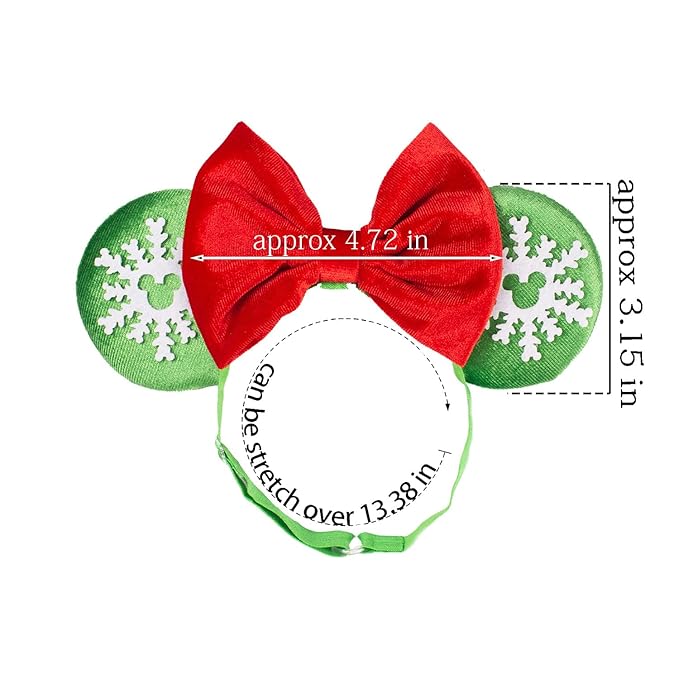 JIAHANG Velvet Mouse Ears Elastic Headband with Red Bow, Baby Girls Hair Bow Adjustable Hairband, Fashion Headwear for Newborn Infant Toddlers