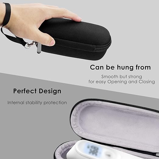 Thermometer Protective Case Compatible with Braun ThermoScan 7 / iProven Pro Series, Constant Temperature Storage Box with Probe Cover, Portable Travel Organizer (Black)