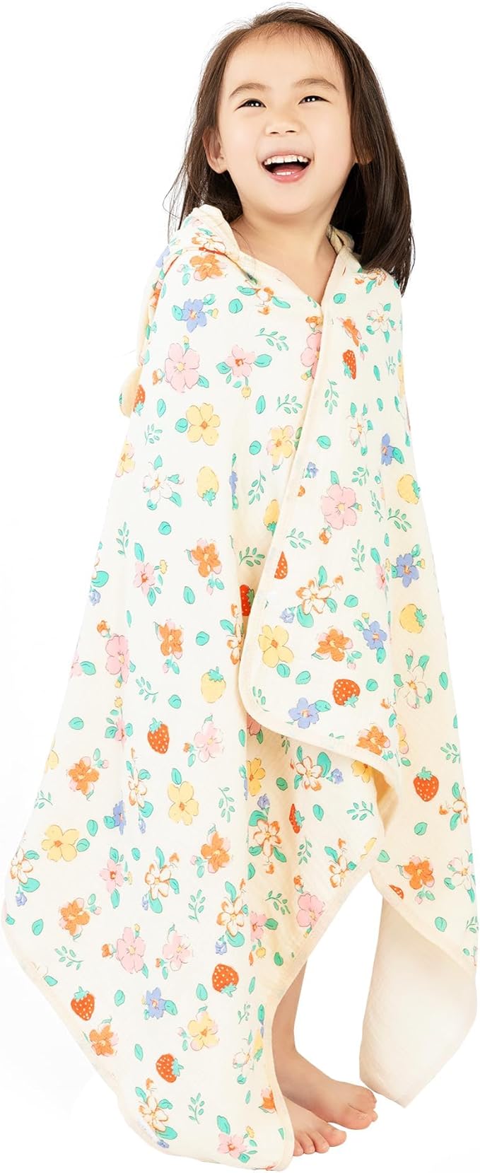 Hooded Towel Muslin Hooded Towel Made from Organic Cotton 6-Layer Cotton Bath Towel, Soft Bath Towels for Toddler Baby,Toddler Towels with Hood for Girl