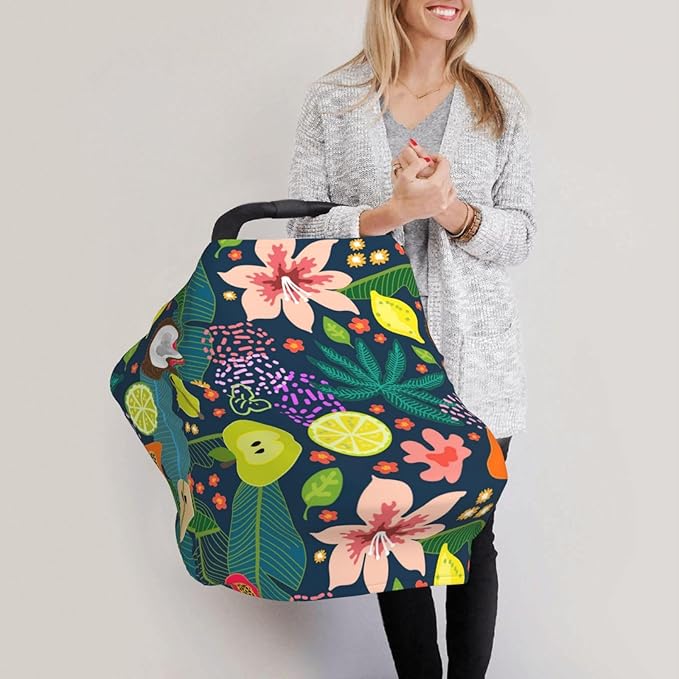 Tropical Garden Fruits Car Seat Cover for Baby Nursing Cover Breastfeeding Baby Carrier Cover Stretchy Carseat Canopy for Toddler Newborn Shower Gift