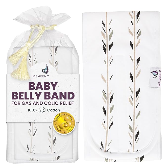 MEMEENO Baby Belly Band for Gas and Colic Baby Relief - Belly Band for Heating Pad for Colic, Heated Tummy Wrap, Feathers