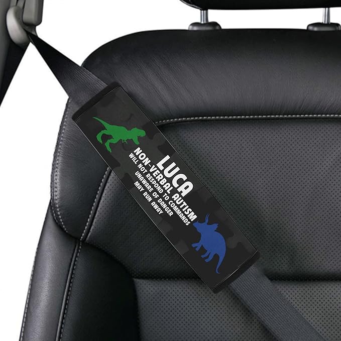 Non Verbal Autism Seat Belt Cover Personalized Name Special Need Autistic Car Seat Belt Covers for Kid Children Autsim Awareness Medical Alert 28