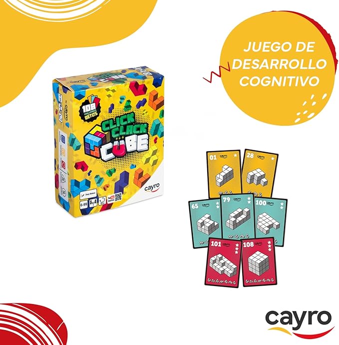 Cayro Click Clack Cube - Place the Pieces Correctly to Master the Challenges - Skill Game - Structures - 1 Player
