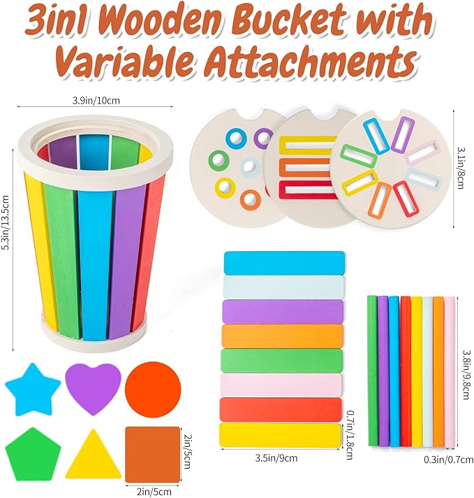 Montessori Toys for 1-3 Year Old, Wooden Color Sorting Learning Toys for Toddlers, Fine Motor Skills Matching Games,Sensory Development Educational Toy,18 Month+ Baby Boys Girls