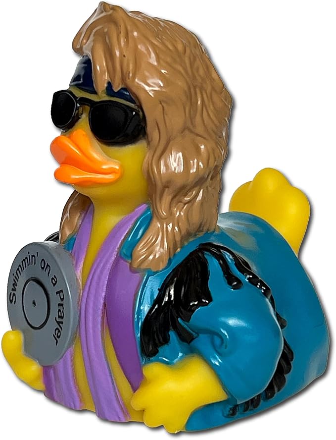 CelebriDucks - Pond Jovial - Swimmin' On A Prayer - Floating Rubber Ducks - Collectible Bath Toy Gift for Kids & Adults of All Ages