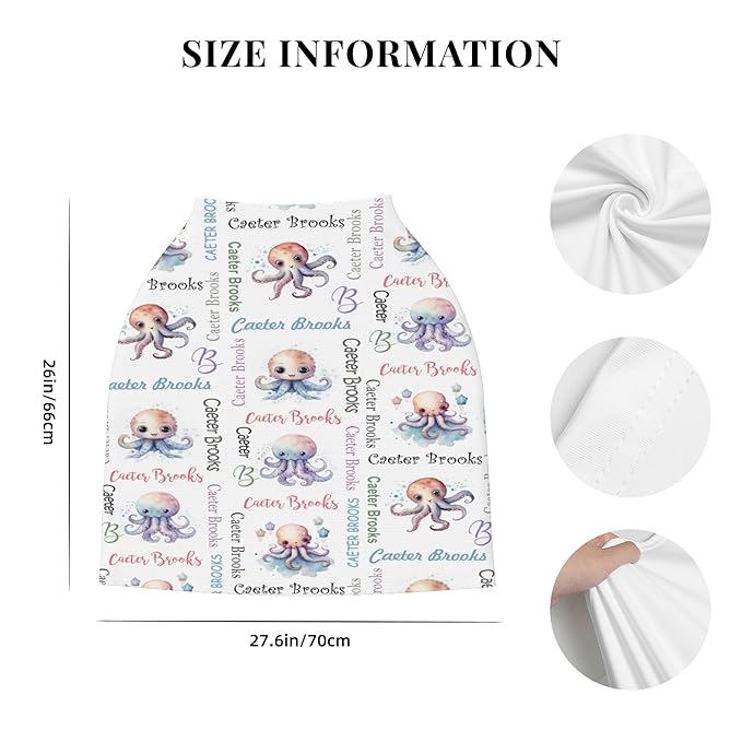 Personalized Baby Car Seat Cover with Name Stroller Canopy Custom Octopus Carseat Cover Newborn Baby Boy Girl Nursing Cover for Moms First Birthday Gift