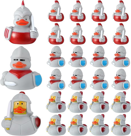 Sotiff 24 Pcs Medieval Rubber Duckies Knight Character Funny Military Rubber Ducks for Carnival Birthday Theme Decor Supplies