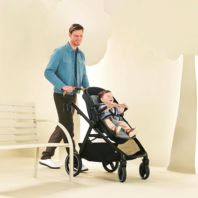 Maxi-Cosi Zelia Pro 5-in-1 Travel System with Mico Pro Infant Car Seat, Baby Stroller Combo, Reversible Seat, Large Wheels, Adjustable Handle, Newborn to Toddler, Lightweight, Sea Salt