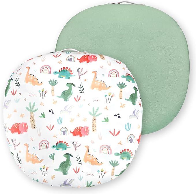 Newborn Lounger Cover, Baby Lounger Cover for Girls Boys, Soft Removable Slipcover Fits Newborn Lounger, Green Dinosaur (Cover Only)