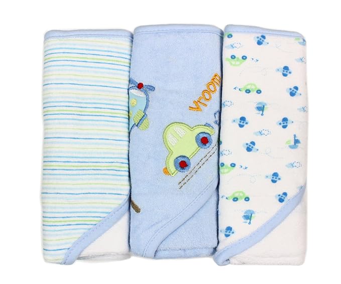 Spasilk Soft Terry Hooded Towel Set, Blue Plane, 3-Count