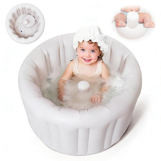 Inflatable Baby Bath Seat for Sitting Up XL, Inflatable Soft Tub for 24-36 Months, Anti - Collision with Temperature Sensing, Portable Toddler Bath Support for Home & Travel