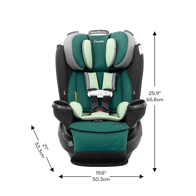 Evenflo Gold Revolve360 Extend All-in-One Rotating Car Seat with Green & Gentle Fabric (Emerald)
