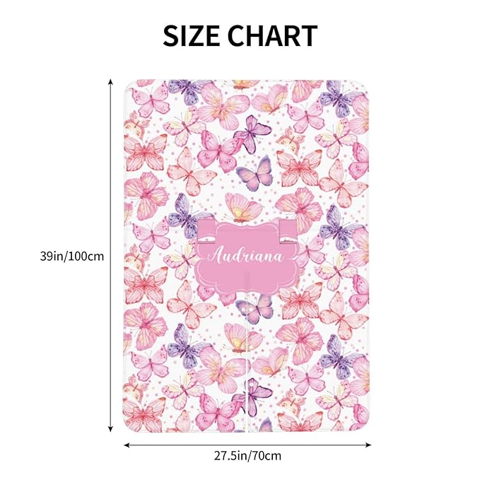 Personalized Baby Car Seat Canopy with Name – Custom Pink Butterfly Minky Nursing Cover for Girls, Soft Stroller Cover for Infants & Newborns, Carseat Canopy for Breastfeeding