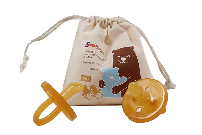 SWEETIE Rubber Orthodontic Pacifier 2 Count 6-12 Months Original Natural Rubber Pacifier