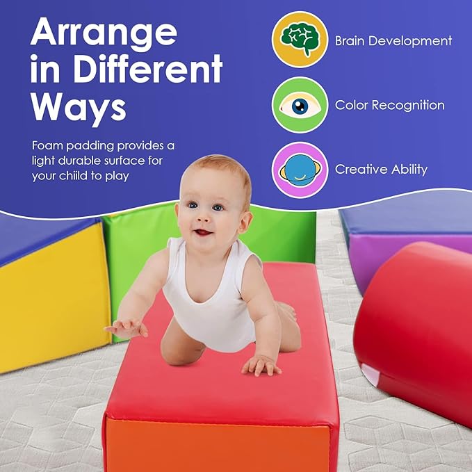 PayLessHere Foam Climbing Blocks for Toddlers 1-3 Toddler Soft Play Equipment Climbing Toys Indoor Climbers & Play Structures Toys for Toddlers Baby Climbing Blocks(CM, 5 Piece)