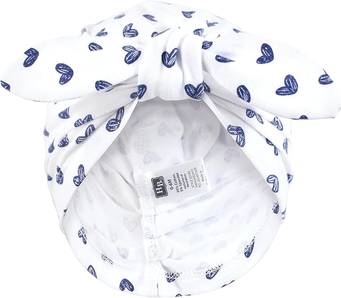 Hudson Baby Infant Girls Turban Cotton Headwraps, 0-24 Months