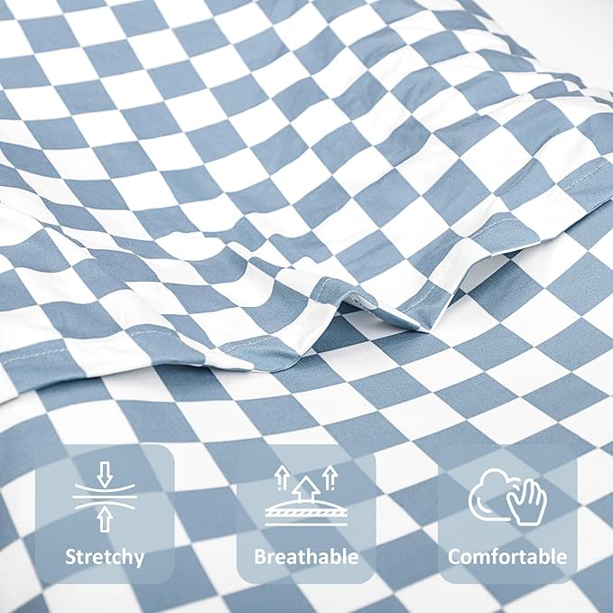 DILIMI Baby Lounger Cover for Boys and Girls, Removable Cover Ultra Soft Comfortable Lounger Slipcover, Blue Checkerboard (Lounger not Included)