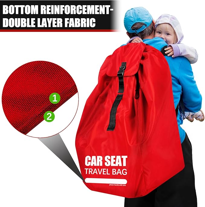 Car Seat Travel Bag for Airplane, Large Car Seat Bags for Air Travel with Comfort Padded Straps, Carseat Storage Bag / Backpack for Carseat Airport, Carseat Cover Travel - Baby Travel Essential
