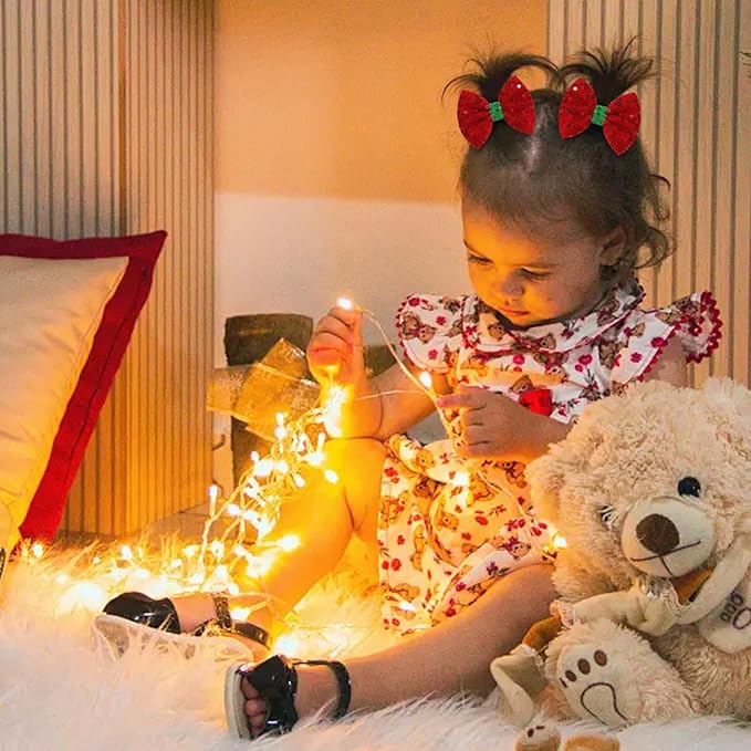 Choicbaby 6 PCS Baby Girls Christmas Hair Clips 3" Glitter Sequins Baby Hair Bows with Alligator Clips Christmas Girls Hair Bow Barrettes Accessories for Toddlers Kids Infant Teens