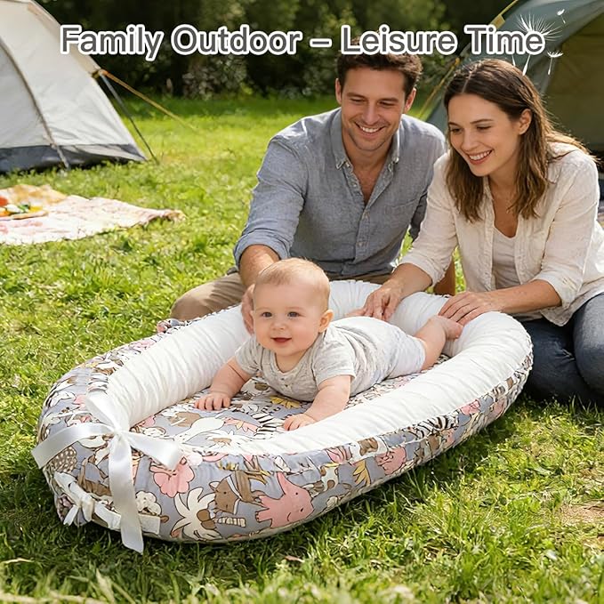 Baby Support Cushion | Organic Cotton Infant Support Cushion | Reversible, Adjustable & Portable Floor Cushion | Soft, Breathable, Washable Cover