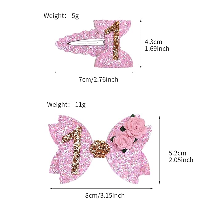 New Glitter Hair Clips For Girls and Toddlers, Hair Accessories (FJ98-1st Baby Girls Hair Bow)