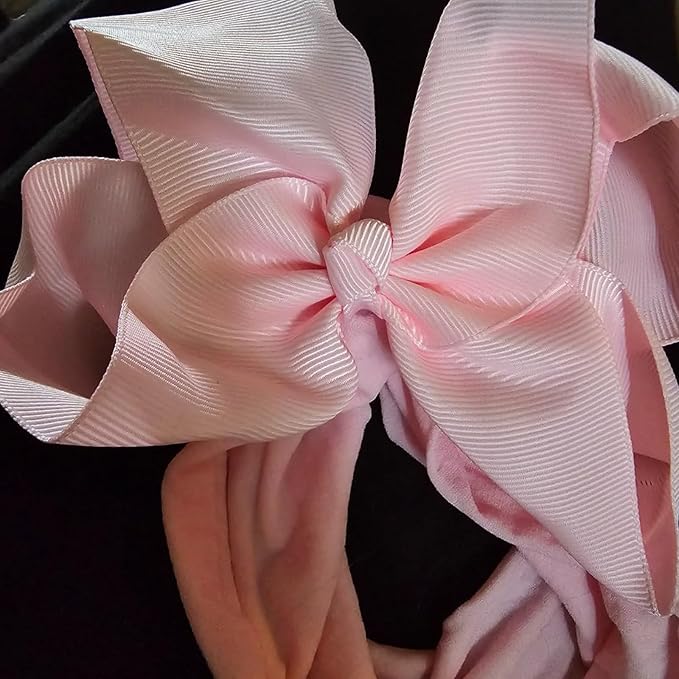 8 Pcs Baby Girls Headband Bows, Soft Nylon Hairbands Cute Big Bow Super Elastic Headband For Baby Girls Newborn Infant Toddlers (8 Pcs Bright Color, Large)