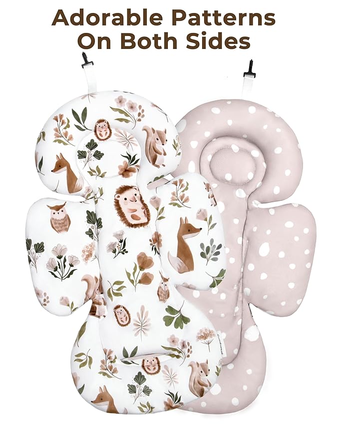 Infant Insert Compatible with 4moms Mamaroo Swing and Infant Carseat, Including 3 Replacement Balls, Reversible Newborn Insert for Baby Swing, Stroller, Bouncer, Soft Fabric - Leaf