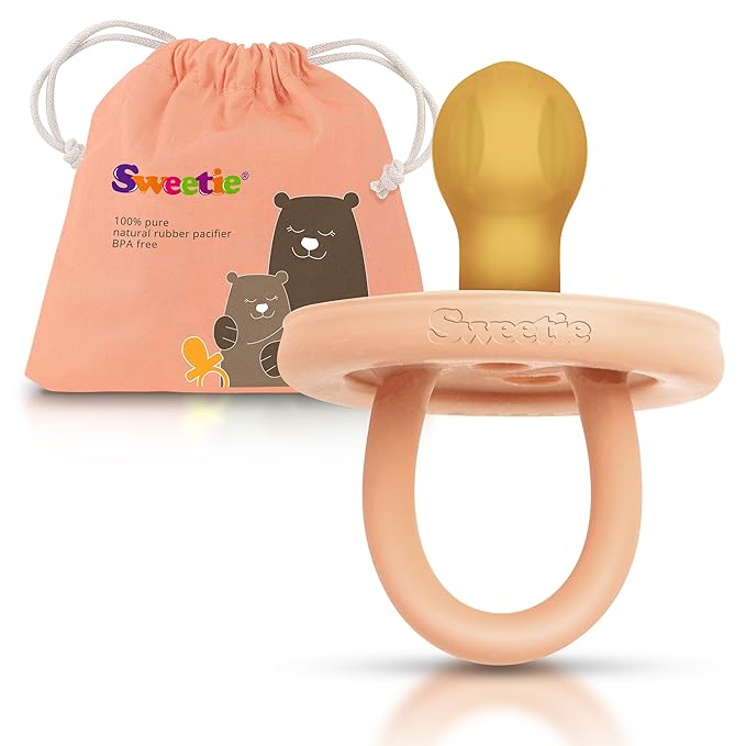 SWEETIE Rubber Pacifier Natural Rubber Pacifier Rounded (Light Pink, 6-12 Month)