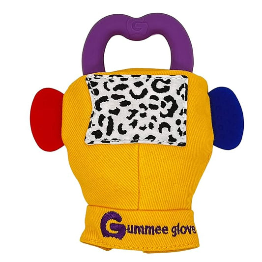 Gummee Teething Glove - Teething Mitten for Babies with Detachable Teething Ring & Side Teethers for Babies 3-6 Months (up to 9 Months), 100% Cotton Baby Teething Glove, Yellow Teething Glove
