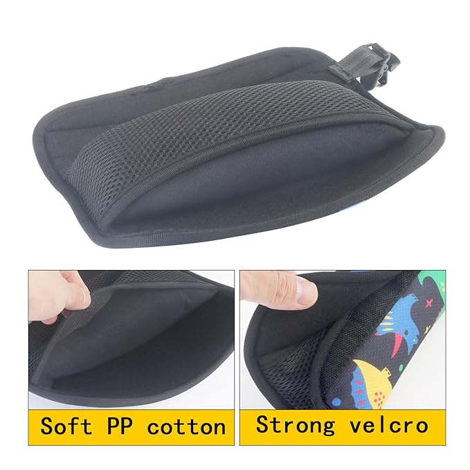 Car Seat Belt Pillow for Kids with Clips,Seat Strap Belt Covers Pad Cushion,Car Seatbelt Cover Pillows for Toddlers(Dinosaur Black)