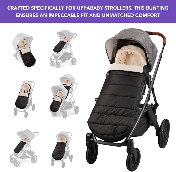 Bunting Bag for UPPAbaby Vista, V2, V3, Cruz, V2, V3 RumbleSeat, V2, V3 Ridge, Minu Strollers, Warm and ultra-plush Waterproof Stroller Footmuff, Extendable winter stroller cover, sleeping bag