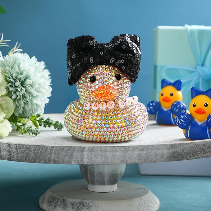 Sotiff Cheerleader Gifts Ideas Rhinestone Crystal Rubber Ducks You've Been Cheer Ducked Cheer Team Inspirational Gift Accessories for Women Teammate(Black)