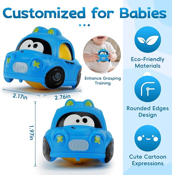 Inertial Push Pull Car Toys for 1 Year Old Boy Girl, Toddlers 1-3 Birthday Gift, Baby Toys 12-18 Months, Vehicle for 6-9-12-18 Month, First Birthday Gifts for Boys Girl