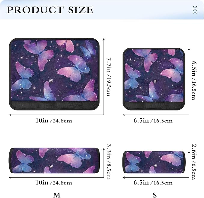 CHIFIGNO Pack of 2 Purple Butterflies and Stars Seat Belt Cover Pad Cute Seat Belt Strap Cover Car Seat Shoulder Protector for Car Bag