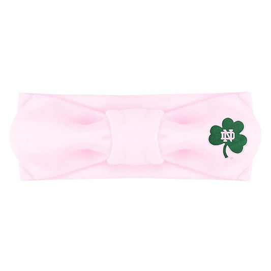 Creative Knitwear Notre Dame Fighting Irish Infant Girls Pink Solid Hair Knot Headband Embroidered Logo - Size Newborn - 4T