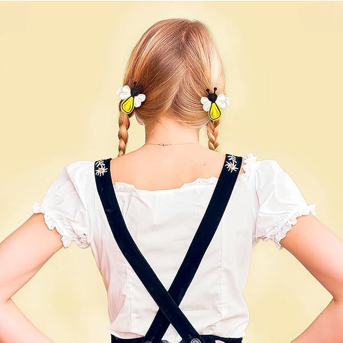 Doneace Bee Hair Clips Yellow Hair Clip for Girls Cute Bee Hair Accessories Handmade Honeybee Alligator Hairpins Animal Headdress Spring Hair Barrettes for Hair Styling Baby Kids Toddlers Teens 2Pcs